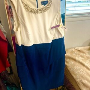 Blue and White Sleeveless Dress